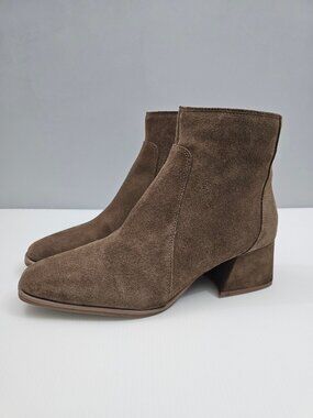 Blondo Marcie Waterproof Suede Ankle Boot Brown Square Toe Block Heel 7.5